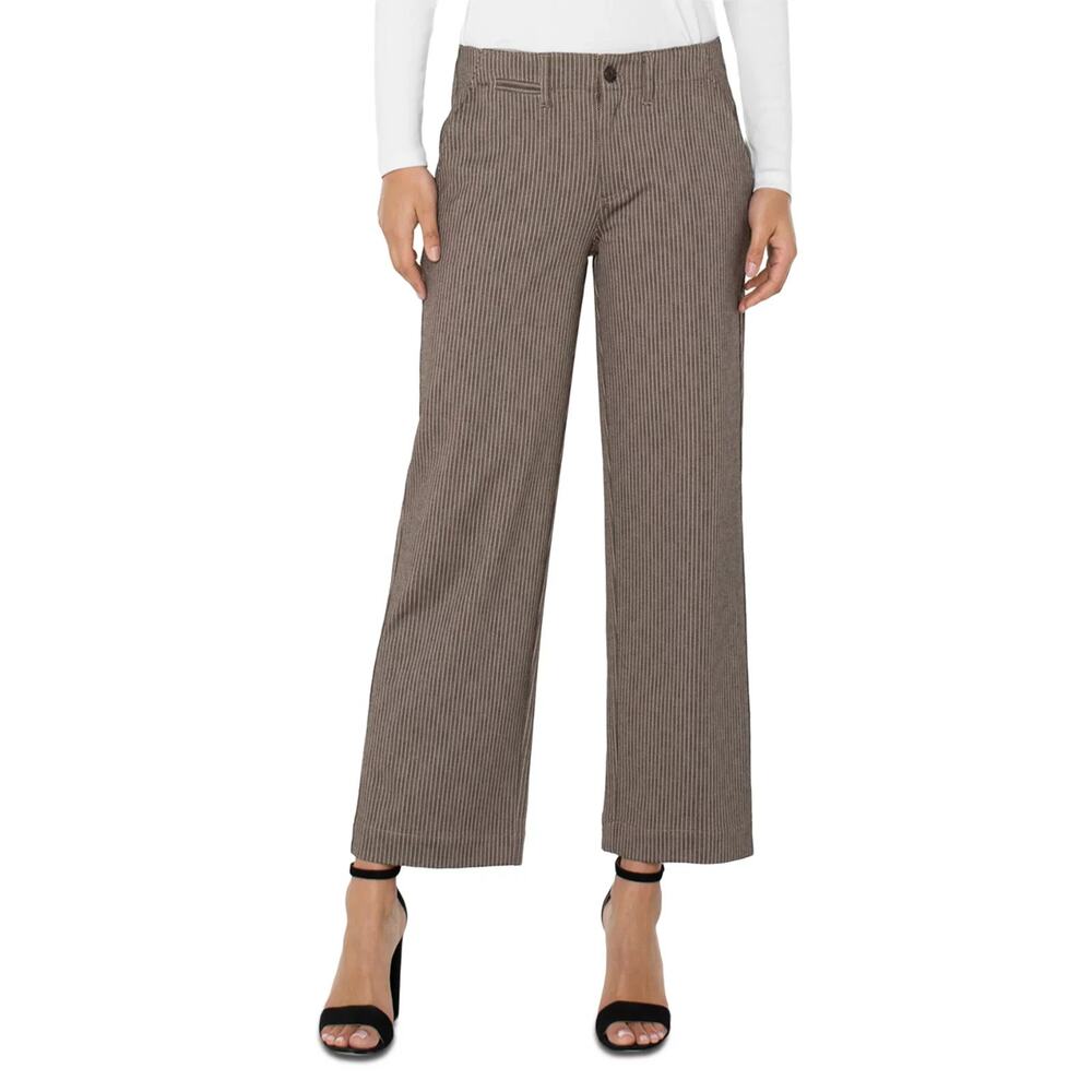 Liverpool Brown Pinstripe Wide Leg Trousers